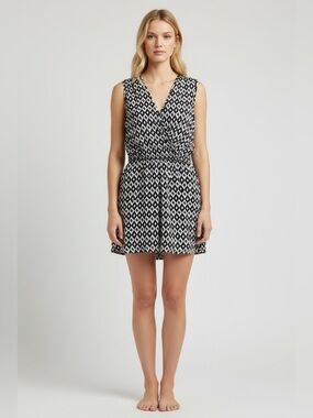 Greylin Sleeveless Wrap Neck Sheath Dress // Black // Medium